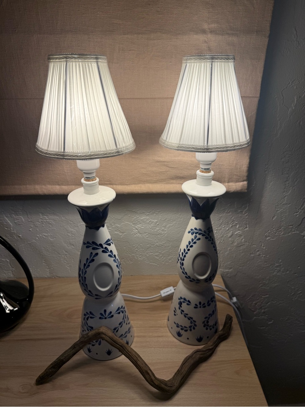 Tequila Azul bottle Blue  Ceramic Table Lamps Set - Unbranded